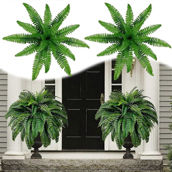 Bregner, UV-resistente naturtro kunstige Bostonbregner, kunstige Bostonbregner til udendørs brug, kunstige planter 4 stk.