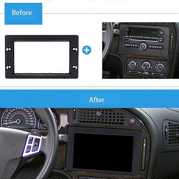 2 Din Bilradio Ramme Stereo Dashbord Ramme Ombyggingspanel Deksel Trim Kit for SAAB 9-5 2005-2011