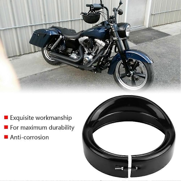 7\" Motorsykkel Sort Lykt Trim Ring Deksel for FLD Trike Road King