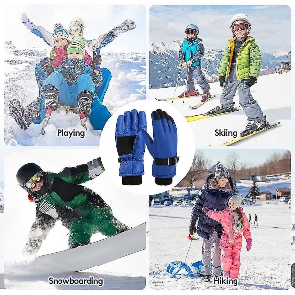 Vinterhandskar för barn, snö- och skidhandskar, ungdomshandskar för kallt väder för skidåkning Blue
