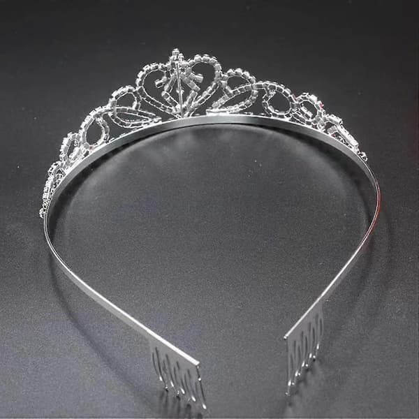 Sølv Rhinestone Tiara Krone Med Kam - Krystal Krone Til Fester Og