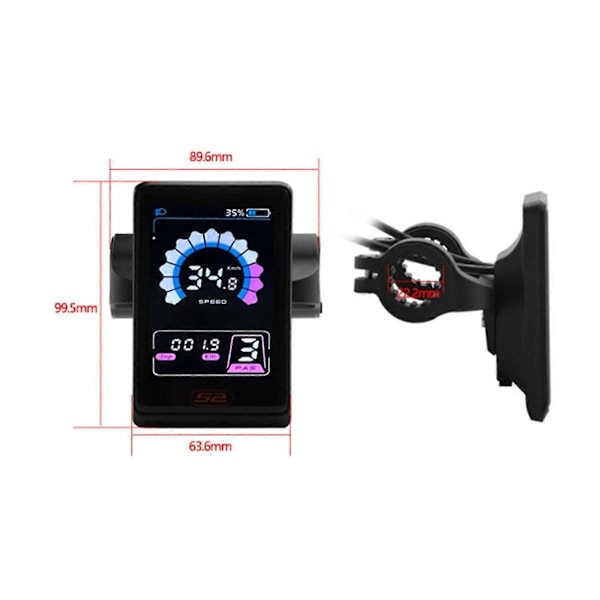 E-cykel 24-60V 5PIN Farveskærm LCD Display Motor Hastighedsmåler Scooter Kontrolkontakt Elektrisk Cykel Tilbehør UKS2+