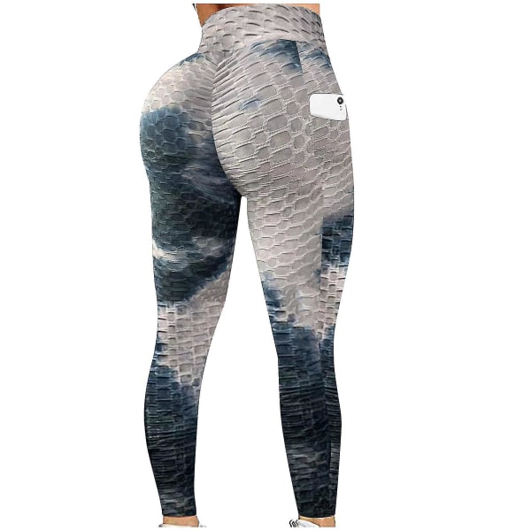 Tflycq Mode Kvinnor Långa Flerfärgade Tajta Hög Midja Elastiska Sport Yoga Byxor Black L