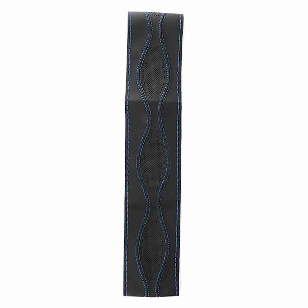 38cm/15 tum Läder Ratt Skydd Omslag Handsömnad Prägling med Nål och Tråd Universal Svart Blå