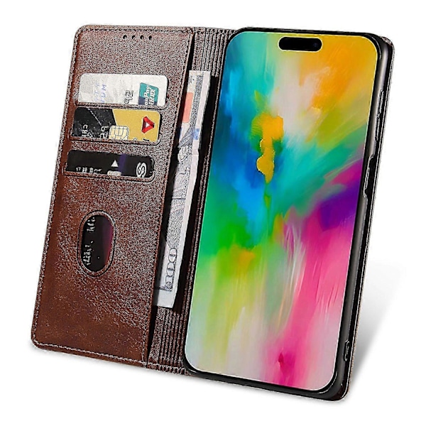 Til iPhone 16 Pro Etui Læder Telefon Cover Stærk Magnetisk Kortholder s20241212513 Style D
