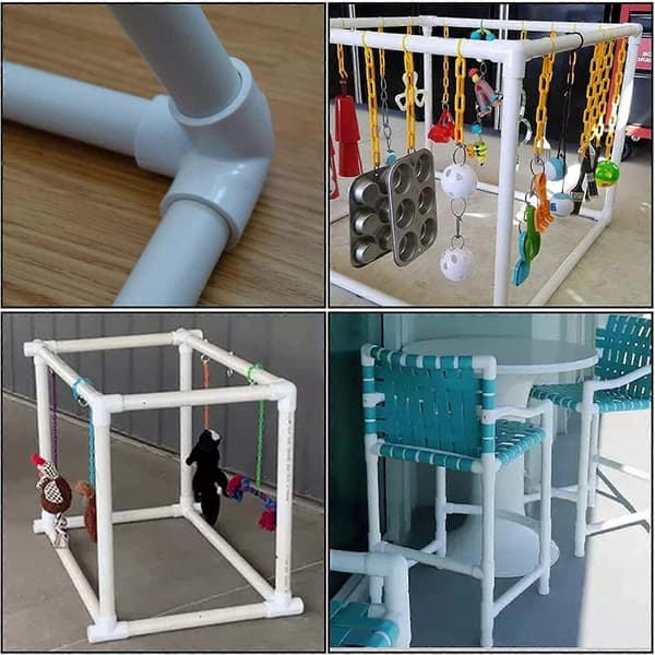 10 stk. PVC-rørfittings 20 mm 5-vejs retvinklet 3-dimensionel albue-rørforbindelse til møbler hvid