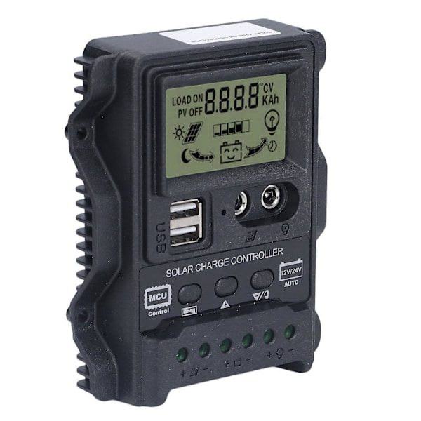 Dubbel USB Solcellsladdningsregulator ABS LCD-Display PWM Laddningsregulatorer Ljuskontroll 12V24V30A 390W 780W