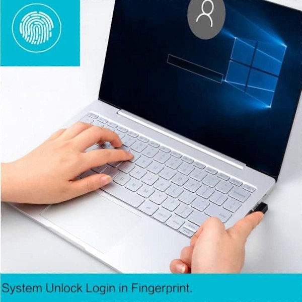Windows Fingeravtrycksläsare för Win10/11, Typ C/USB C, 360 BioMetrisk Touch, Snabb Säker Inloggning med Kryptering av Dokument