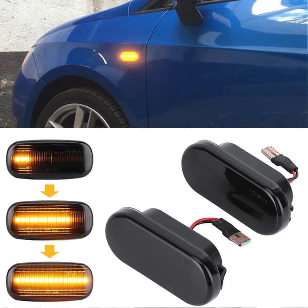 2 stk. LED Sidemarkeringslys Skærm Blinklys Lampe Bilmodifikation Røget