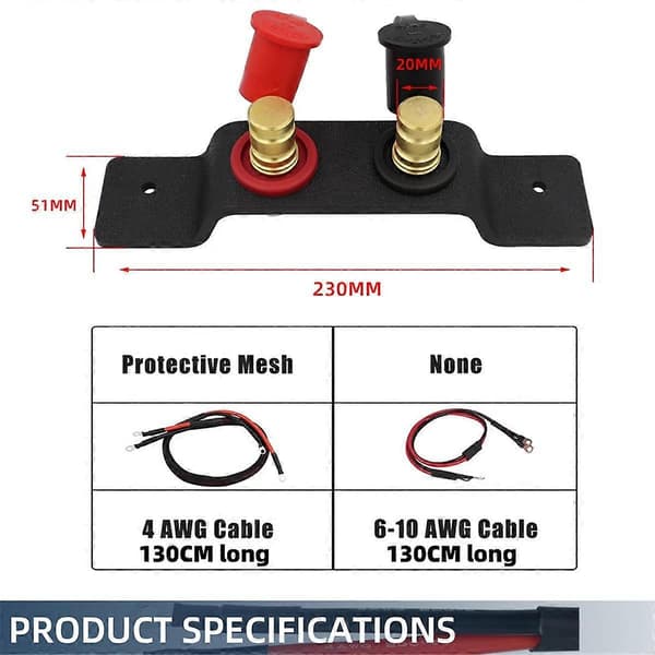 Universal Batteri Jump Post Jumpstart, Fjernbatteriterminaler Jumper Post, Batteriladepost