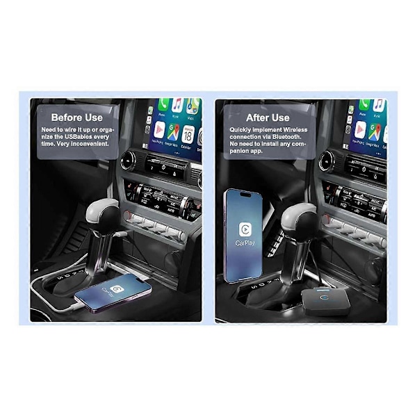 CarPlay Trådløs Adapter, Plug & Play Lav Latens Trådløs CarPlay, Automatisk Tilkoblet for Bilmodeller Fra 2016