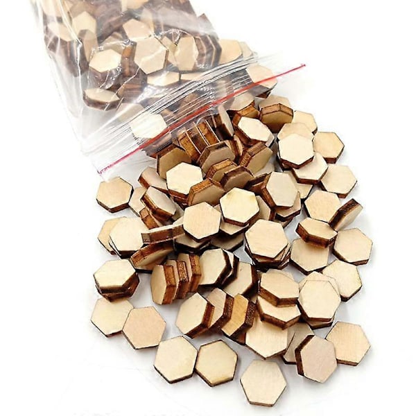 200 kpl 1 cm puisia kuusikulmio käsityömerkkejä riipuskoriste DIY-koristetyökalu Qinhai