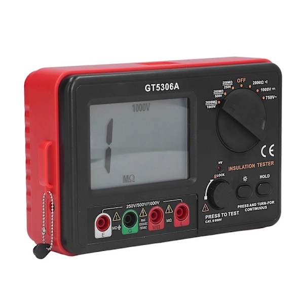 GT5306A Isolationsmodstandstester Digital Megohmmeter 500V 1000V Jordmodstandsmåler Elektrisk Lækagedetektion