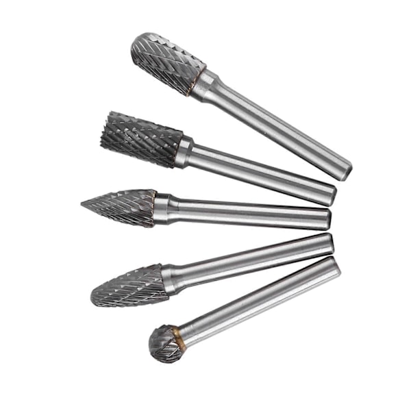 5 stk. Tungsten Stål Slipefreser 6mm Skaft 10mm Hode Roterende Kutterbits Sett