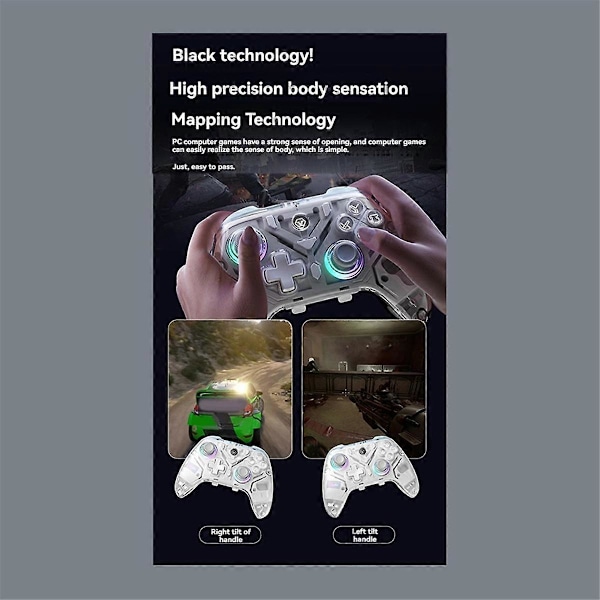 K10 Gaming Controller med Opladningsdock RGB Hall Effect Joystick Trigger til Switch/PC Hvid