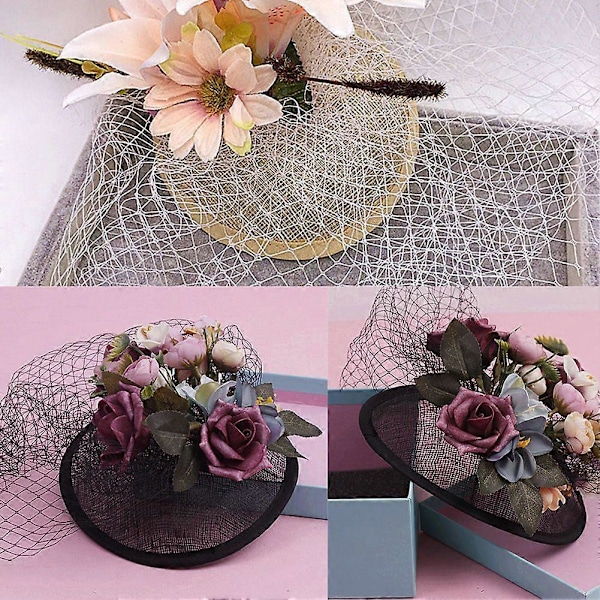Kvinnor Sinamay Cocktail Hatt Fascinator Rund Bas Hattmakeri DIY Hantverkstillbehör Qinhai