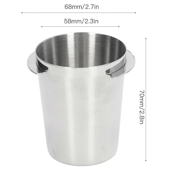 58 mm doseringskop i rustfrit stål, kompatibilitet, polering, kaffedoseringskop, pulverføder til kaffe, sølv