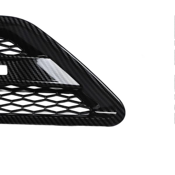 2 st Huva Sida Luftventil Trimskydd Kolfiber Look Exteriör Sida Luftventil Trim Grill för Freelander 2 LR2 2007 till 2014