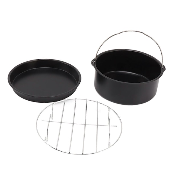 Fritös Tillbehör Rostfritt Stål Bakform Kakform Pizzaform Grill Nonstick Beläggning Diskmaskinsäker Svart 6in