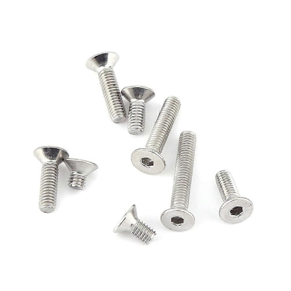 80 stk. M4 Rustfrit Stål SS304 Flad Hoved Hex Socket Skruer Sortiment i Æske