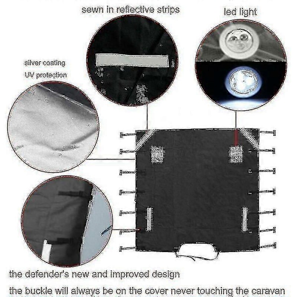 Universal Caravan Front Træk Covers Beskytter +2 LED Lys Skjold Støvtæt