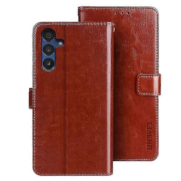 Lämplig för Samsung Galaxy A15 5G Fodral Crazy Horse Textur Läder Plånboksfodral-C6 Brown