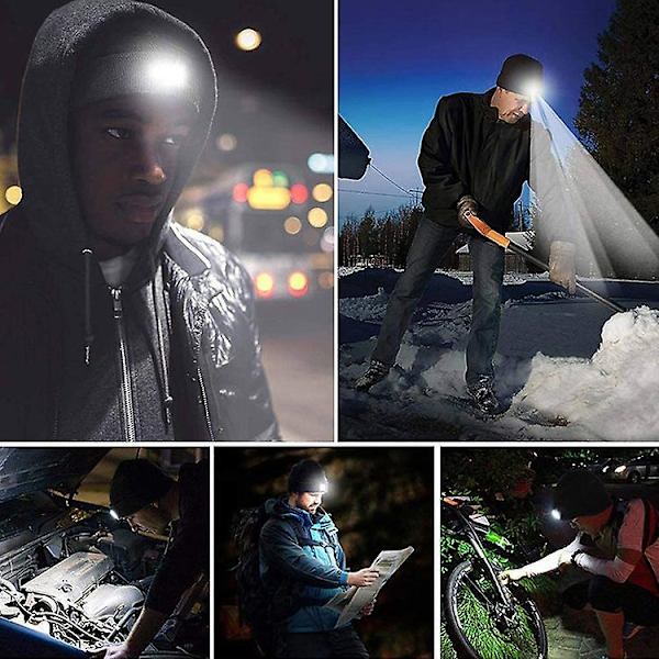 Trådlös Bluetooth LED Mössa med Hörlurar och Högtalare Varm Stickad Mössa Navy Blue