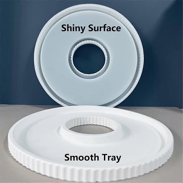 Silikoneforme Bakke med Striber Design, Beton Rund Plade Silikone Støbeform Bakke, Dekorativ Bakkeforme 25cm