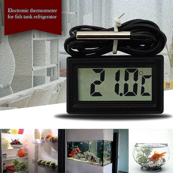 2-5m Mini Termometer Temperatur LCD-display Digital M/ Sond Svart-kabel VerktygP20211224657 2M