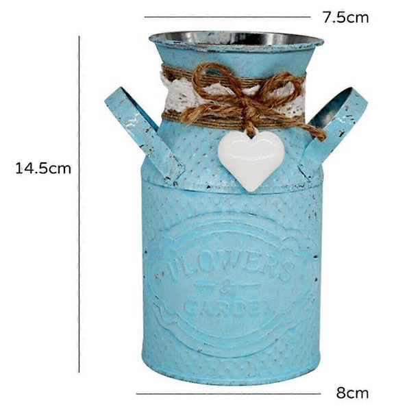 Vintage Shabby Chic Blomvas Tennkanna Metall Bröllop Heminredning - Silver