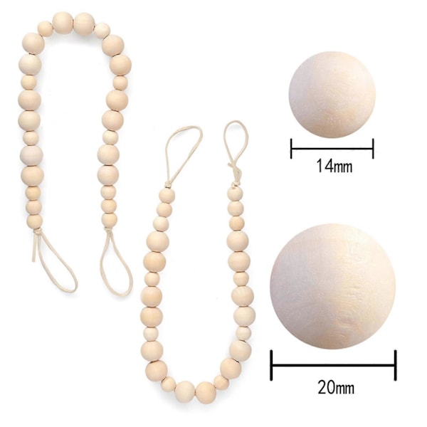2 st/set Träpärlgardinband Boho Elegant Rustik Bondgård Vardagsrum Sovrum Dekor Gardinhållare Hållare Hemtillbehör