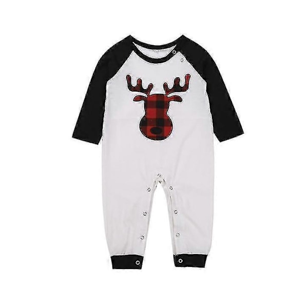Matchande Familj Pyjamas Set Jul Pyjamas med Mönstertryckt T-shirt och Rutiga Byxor Loungewear50-