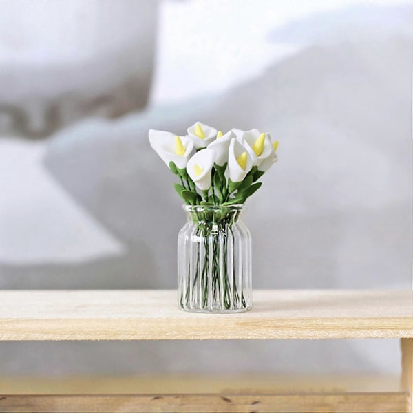 10 stk. 1/12 Miniature Tilbehør Mini Ler Calla Lily Simulerings Blomstermodel til Dekoration