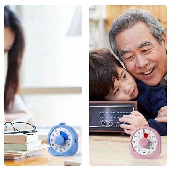 Visuell Timer 60-Minuters Super Nedräkning Visuell Timer Lämplig för Barn Vuxen Hållbar Mekanisk (Rosa)