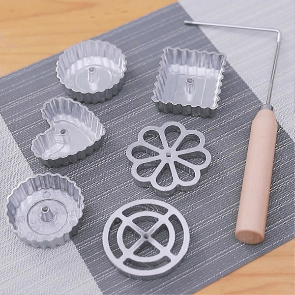7 st/set Vacker Blomformad Rosettform Pålitlig Anti-korrosions Metall Fritering Timbale Form Köksredskap