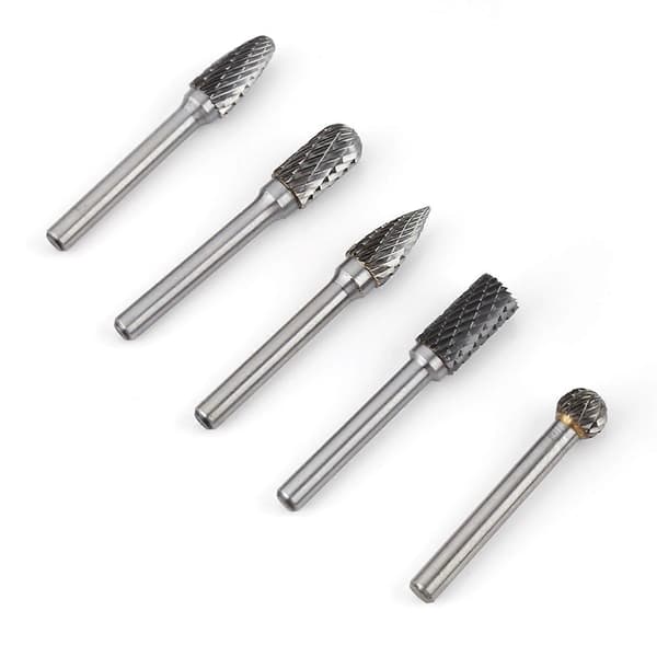 5 st Wolframstål Slipstift 6mm Skaft 10mm Huvud Roterande Frässtift Set