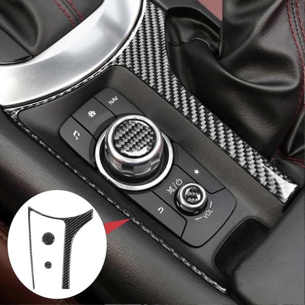 3 stk. Karbonfiber Interiør Multimedia Boks Ramme Knappdeksel Passer for Mazda MX5 ND Roadster ND 2016-2020