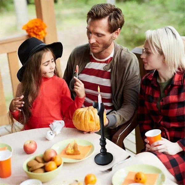 Halloween Ljushållare Harts Mänskligt Ben Ljusstake Bricka Avsmalnande Ljushållare Gotisk Heminredning för Halloween