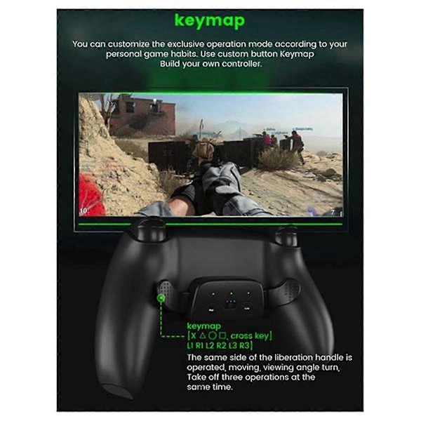 010 020 030 til Controller Bagknap Tilbehør Udvidelse Adapter Gamepad Paddle Key med Turbo til Sort