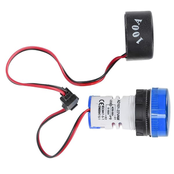 Strømsignalindikator Universal 2?Display Rund Lampe Lys 60~500V AC AD101?22VAM Blå