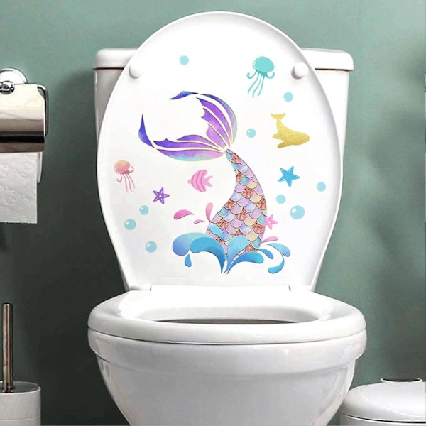 WC-tarrat Helppo irrottaa Värikäs kalanpyrstökuvio Itseliimautuva Helposti irrotettava Jälkiä jättämätön kylpyhuoneen WC-tarra Seinätarrat