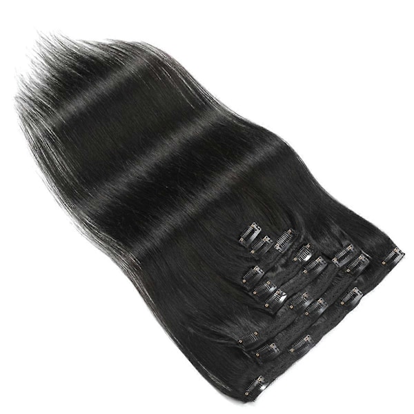 16-tommers Clip in Extensions Ekte Hår Clip Rett Hår Extensions Sømløs Hud Weft Clip-on Hårstykker