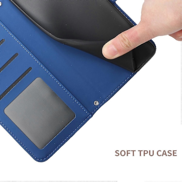For Nokia C30 Sommerfugl Blomster Preging Pu Lær Telefon Shell, Fallsikker Mønster Preging Design Lommebok Stativ Veske Med Praktisk Stropp Blue