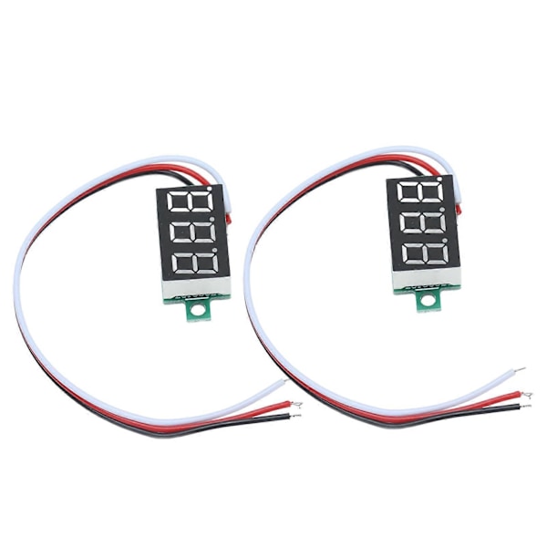 2 st Mini Digital Voltmeter 3 Trådar DC Spänningstestare 0.36in LED 0.00V?30.0V Omvänd Polaritetsskydd