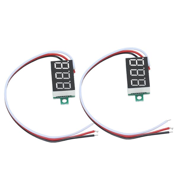 2 stk. Mini Digital Voltmeter 3 Ledninger DC Spændingstester 0,36in LED 0,00V?30,0V Beskyttelse mod Omvendt Tilslutning