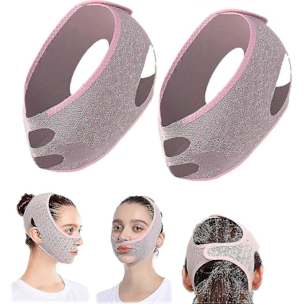Skönhetsmask för ansiktsformning under sömn, V-linjeformande masker, V-linje lyftmask Ansiktsbantningsrem, dubbelhakreducerare, Haklyftmask Ansiktslyftbälte 2Pcs