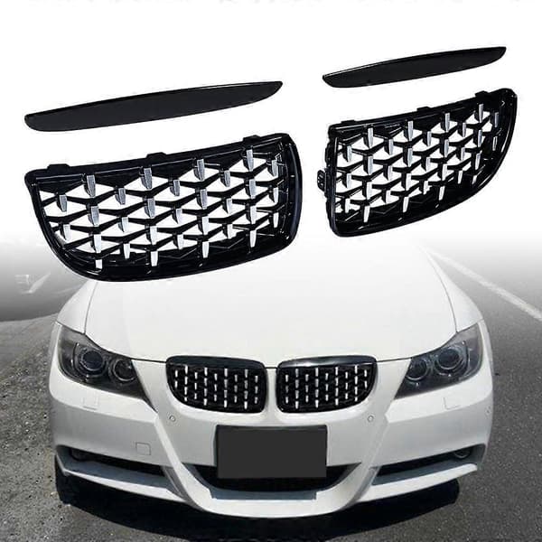 Blank Sort Krom Diamond Meteor Nyeste Style Grill til - 3 Serie E90 E91 325I 328I 335I - 2005-