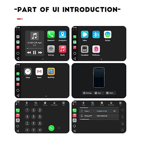 4+64GB Carplay AI -boksi Android 10 Qualcomm 6125 Sisäänrakennettu -Yhteensopiva langaton auton multimedia soitin tukee 4G:tä