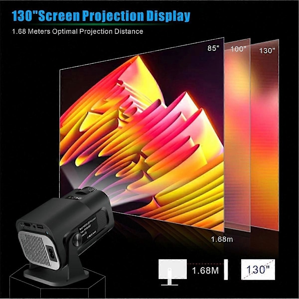 HY320 Mini Native 720P Android 11 Projektor 200ANSI Wifi6 BT5.0 Cinema Utomhus Portabel 180 Roterbar Projektor, AU-kontakt