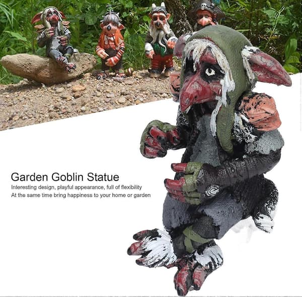 Ny harpiksstatue, stor hagegoblinstatue, leprechaun, animefigur